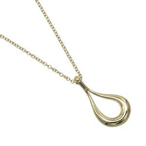 Tiffany & Co. Open Teardrop Necklace, 18k Yellow Gold, Approx. 4.19g, Women's [Pre-owned]