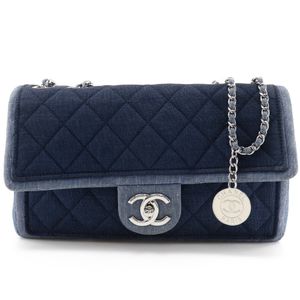 Pre-owned Chanel Chain Shoulder Bag, Matelasse Double Chain, Denim, Made in Italy, 2014, Blue, Crossbody, Turnlock, Women's.
