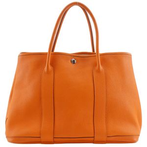 Pre-owned Hermès Garden Party 36 PM Tote Bag in Negonda, Made in France, 2011, Orange, Size O, Shoulder/Handbag, A4 Size, Snap Buttons, Women's.