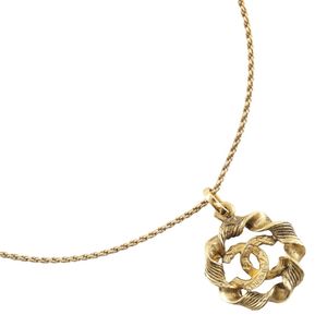 Pre-owned vintage CHANEL Coco Mark necklace, gold-plated, made in France, approximately 7.5g, for women.