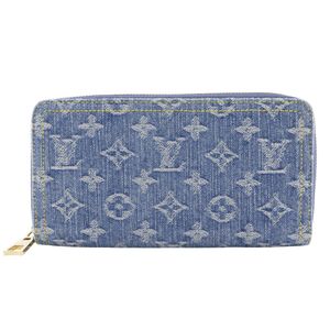Pre-owned LOUIS VUITTON Zippy Wallet M82958 Monogram Denim Long Wallet, Made in France, Blue Zipper, Unisex