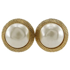 Pre-owned vintage Chanel earrings with gold plating and faux pearls, made in France, approximately 29.5g, for women.