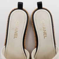 Pre-owned CHANEL CHANEL Logo Mules G34876, Leather and Cork, Made in Italy, White/Black, Women's