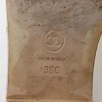 Pre-owned CHANEL CHANEL Logo Mules G34876, Leather and Cork, Made in Italy, White/Black, Women's