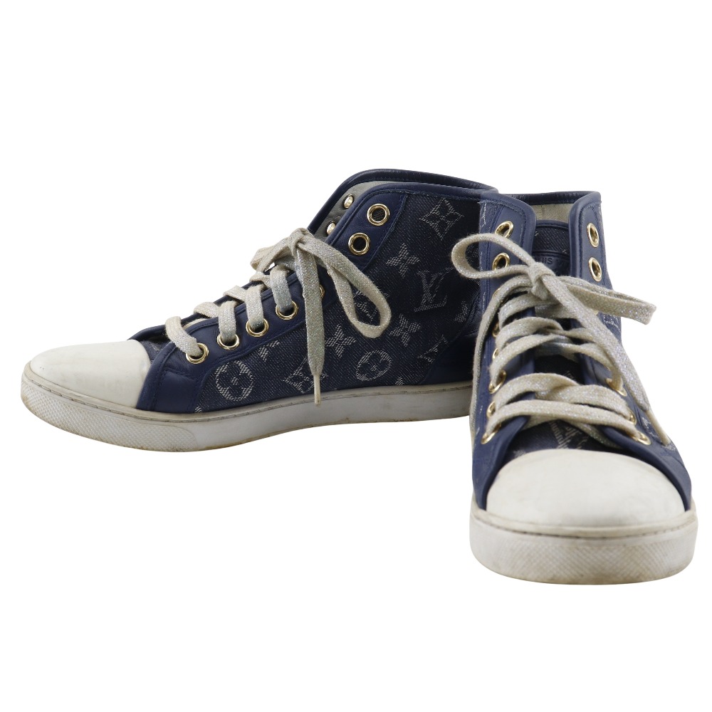 Pre-owned Louis LOUIS VUITTON high-top sneakers in Monogram Denim