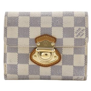Pre-owned LOUIS VUITTON Portefeuille JOY bi-fold wallet N60030, Damier Azur canvas, made in France, 2011, flap, Portefeuille Joy, women's.