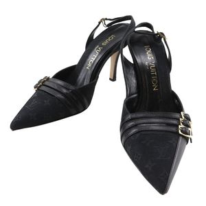 Pre-owned LOUIS VUITTON Monogram Strap Sandals in Canvas and Leather, Made in Italy, Black, Women's.