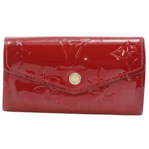 Pre-owned LOUIS VUITTON Multicles 4 Key Case M91976 Monogram Vernis Pomme d'Amour, Made in France, 2017, Red, TS0137, Snap Buttons, Women's.