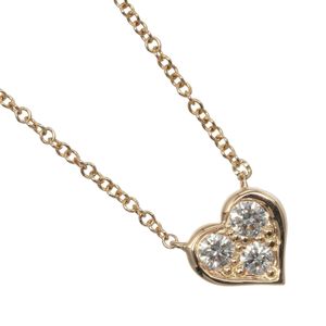 Tiffany & Co. Sentimental Heart Necklace, 18K Pink Gold with Diamonds, Approx. 2.17g, Women's [Pre-owned]