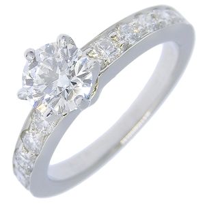 Tiffany & Co. Solitaire Ring, Size 4, Half Eternity, Pt950 Platinum with Diamonds, 0.50mm, Approximately 3.9g, Women's, Pre-owned