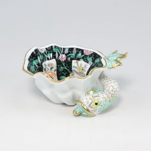 헤렌드 HEREND 시노와즈리 시안의 검은 입상 오브제 소품 넣어 7729/SN 포세린 헝가리제 Chinoiserie Xian Black _【중고】
