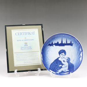 빙 오그렌다르(Bing&Grondahl Royal Copenhagen) 입상 오브제 1987 유니셋 메모리얼 Plate 포세린 Bing & Grondahl Royal Copenhagen _【중고】