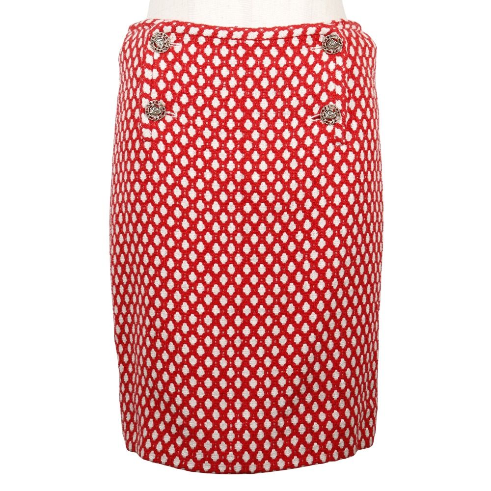 シャネル CHANEL スカート ココマークボタン ミニバックチャーム付  