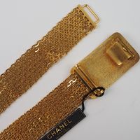 Pre-owned Chanel Chain Belt with Logo Plate, A07689, Gold  display picture 3