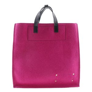 Pre-owned Saint Laurent tote bag, felt and leather, made in France, pink, open, for women.