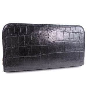 Pre-owned SAINT LAURENT PARIS Zip-Around Long Wallet, 328558 CS33E, Black Calfskin, Men's.