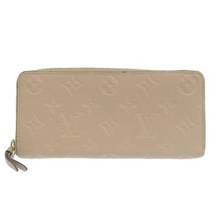 Second-Hand LOUIS VUITTON Portefeuille Clément Long Wallet M60173, Monogram Empreinte d'Aune, Made in France, 2014, Beige, SP4154, Zipper, Women's.