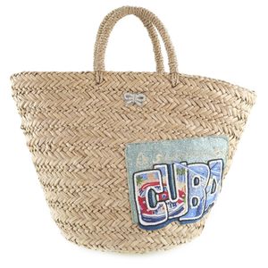 Anya Hindmarch Basket Bag, Beige Raffia Handbag, Open, Women's, Pre-owned