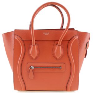 二手CELINE Luggage Micro Shopper 手提包 167793DRU.27，義大利製造，皮革，朱紅色，拉鍊，女士