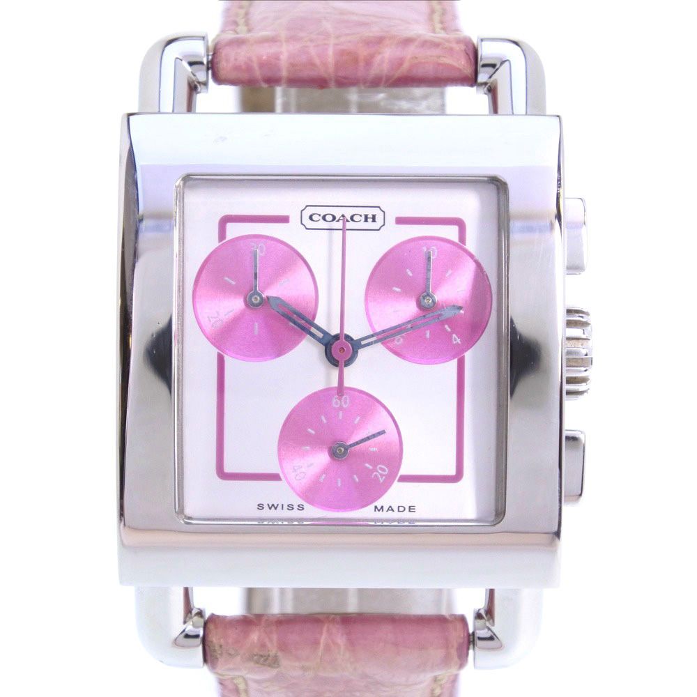 Coach 0253 stainless steel quartz ladies watch Coach 0253 Square Steel Chronometer Watch Khaki Signature  main image 2
