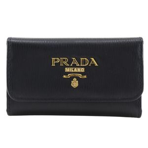 Pre-owned PRADA key case with logo hardware, 6 keys, leather, made in Italy.