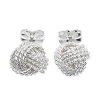 Tiffany & Co. Mesh Knot Earrings, 925 Sterling Silver, approximately 2.65 grams, Women's [Pre-owned]