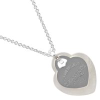 Pre-owned Tiffany & Co. Return to Tiffany Double Heart Tag Necklace, 925 Sterling Silver with Mother of Pearl Heart, approximately 7.11 grams, Women's.