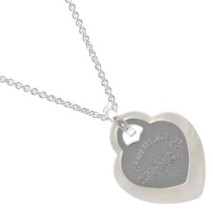 Pre-owned Tiffany & Co. Return to Tiffany Double Heart Tag Necklace, 925 Sterling Silver with Shell Heart, Approx. 7.11g, Women's.