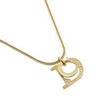 Pre-owned Christian Dior DC necklace, gold-plated with rhinestones, approximately 7.8g, for women.
