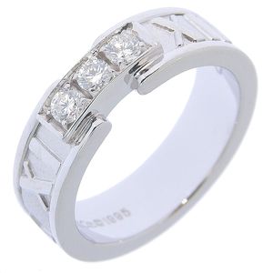 티파니 TIFFANY&Co. 아틀라스 10호 링・반지 3P다이아 K18 화이트 골드×다이아몬드 이탈리아제 약 7.5 g Atlas 레이디스【중고】