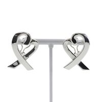 Pre-owned Tiffany & Co Heart Earrings, Large, Paloma Picasso Style, Sterling Silver, approximately 12.4 grams. Women's.