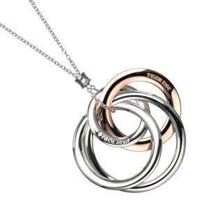 Tiffany & Co. 1837 Interlocking 4 Circles Necklace, 925 Sterling Silver with Rubedo Metal, Approx. 13g, Women's [Pre-owned]