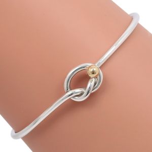 Tiffany & Co. Love Knot Bangle, 925 Sterling Silver and 18K Yellow Gold, Approx. 6.6g, Women's [Pre-owned]