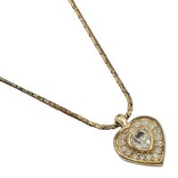 Pre-owned Christian Dior vintage heart necklace with gold-plated and rhinestones, made in Germany, approximately 6.7g. Women's.