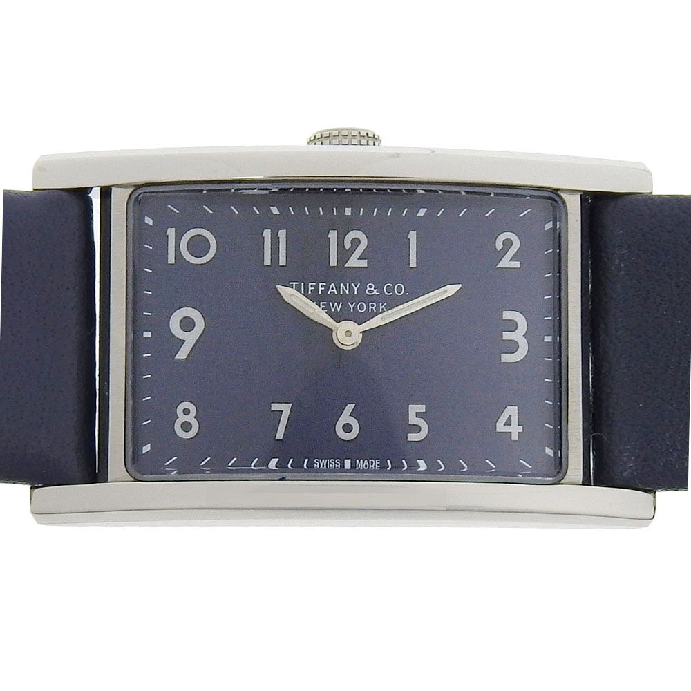 티파니 TIFFANY&Co. 이스트 웨스트 손목시계 스테인리스 스틸×형 눌러 가죽 쿼츠 아날로그 표시 그레이 문자판 East West  레이디스【중고】