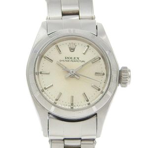 二手勞力士ROLEX Perpetual 6623 不鏽鋼自動手錶，配有銀色錶盤，適合女士。