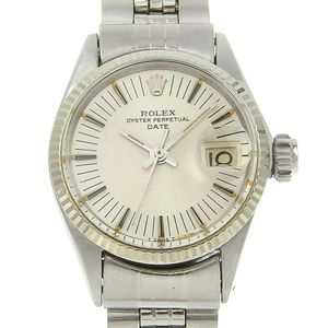 二手ROLEXDate 手表 6517，不锈钢，自动，银色表盘，女士款。