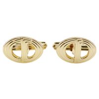 Pre-owned Christian Dior CD cufflinks, vintage gold-plated, made in Germany, for men.