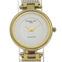 Pre-owned Christian Dior Dior watch 4715032, stainless steel with gold plating, quartz movement, analog display, white dial, women's.