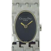 Pre-owned Christian Dior Miss Dior D70-100 stainless steel watch with quartz movement, analog display, and black dial.