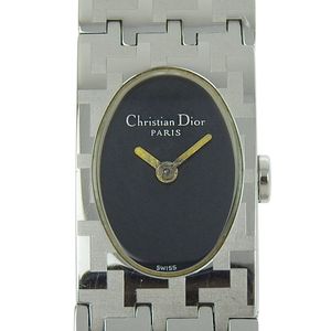 二手 Christian Dior Miss Dior D70-100 不銹鋼手錶，配有石英機芯、模擬顯示和黑色錶盤。