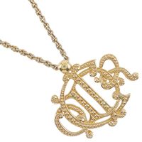 Pre-owned Dior emblem logo necklace, vintage gold-plated, approximately 74.6g, for women.