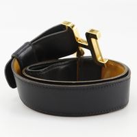 HERMES H belt belt vintage black Calfskin/Plated Gold Women Hermès Black Epsom Leather Kelly Belt with Gold Hardware main image 4