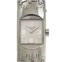 Pre-owned Dior Diophyllic watch D96-100, stainless steel, quartz movement, analog display, white dial, women's.