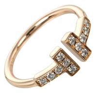Tiffany & Co. T-Wire Ring, Size 6.5, 18K Rose Gold with Diamonds, approximately 2.1 grams, Women's [Pre-owned]