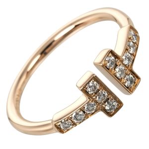 Tiffany & Co. T-Wire Ring, size 6.5, 18K pink gold with diamonds, approximately 2.1g, women's [pre-owned]