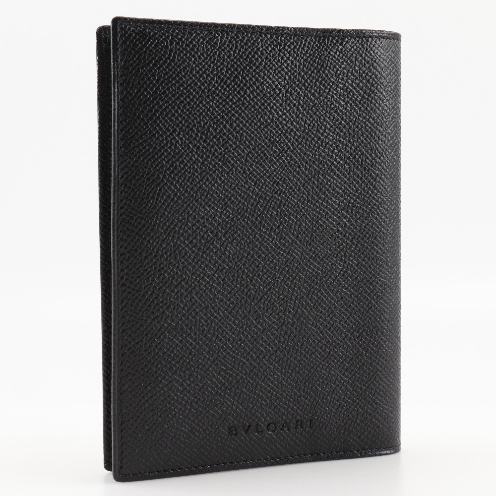 Bvlgari BVLGARI leather notebook cover, black, open, unisex [pre