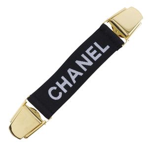 二手 Chanel 臂章,附夾子、標誌、橡膠、鍍金黑色,適合女士
