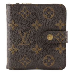 Pre-owned LOUIS VUITTON Compact Zip Bi-fold Wallet M61667, Monogram Canvas, Made in Spain, 2005, Brown, CA0095, Snap Button, Compact Zip, Unisex.