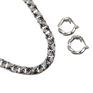 二手 Christian Dior 女士复古金属水钻耳环套装。德国制造，银质，约 109.2 克。